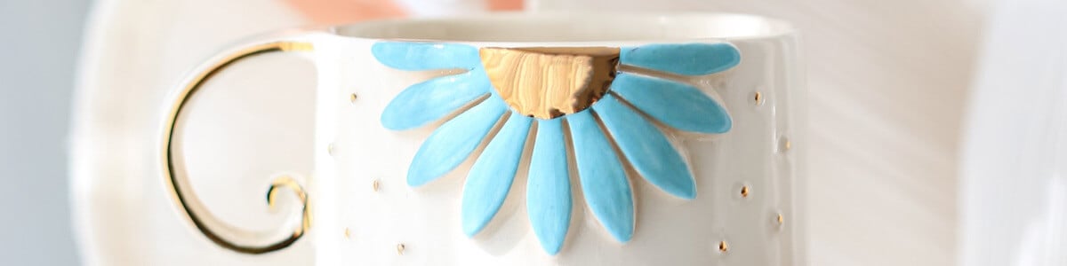 Çiçekli Kupalar el yapımı Jalo Ceramic