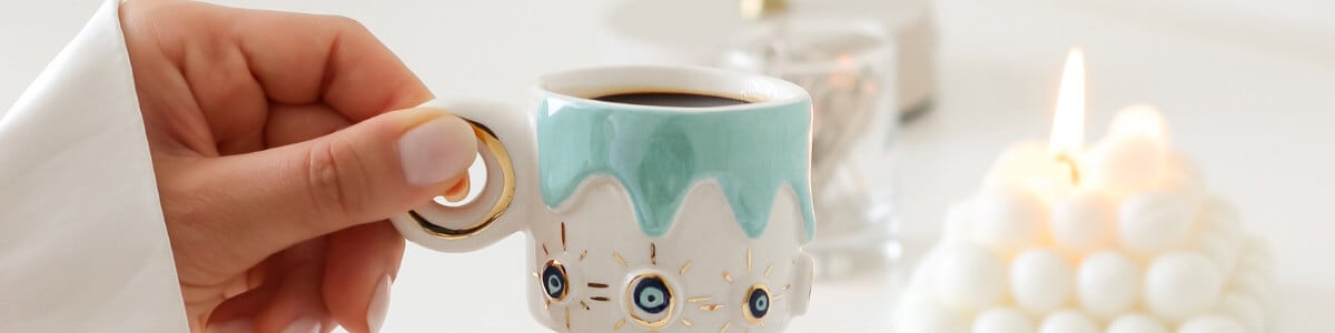 Nazar Boncuklu Fincanlar el yapımı Jalo Ceramic