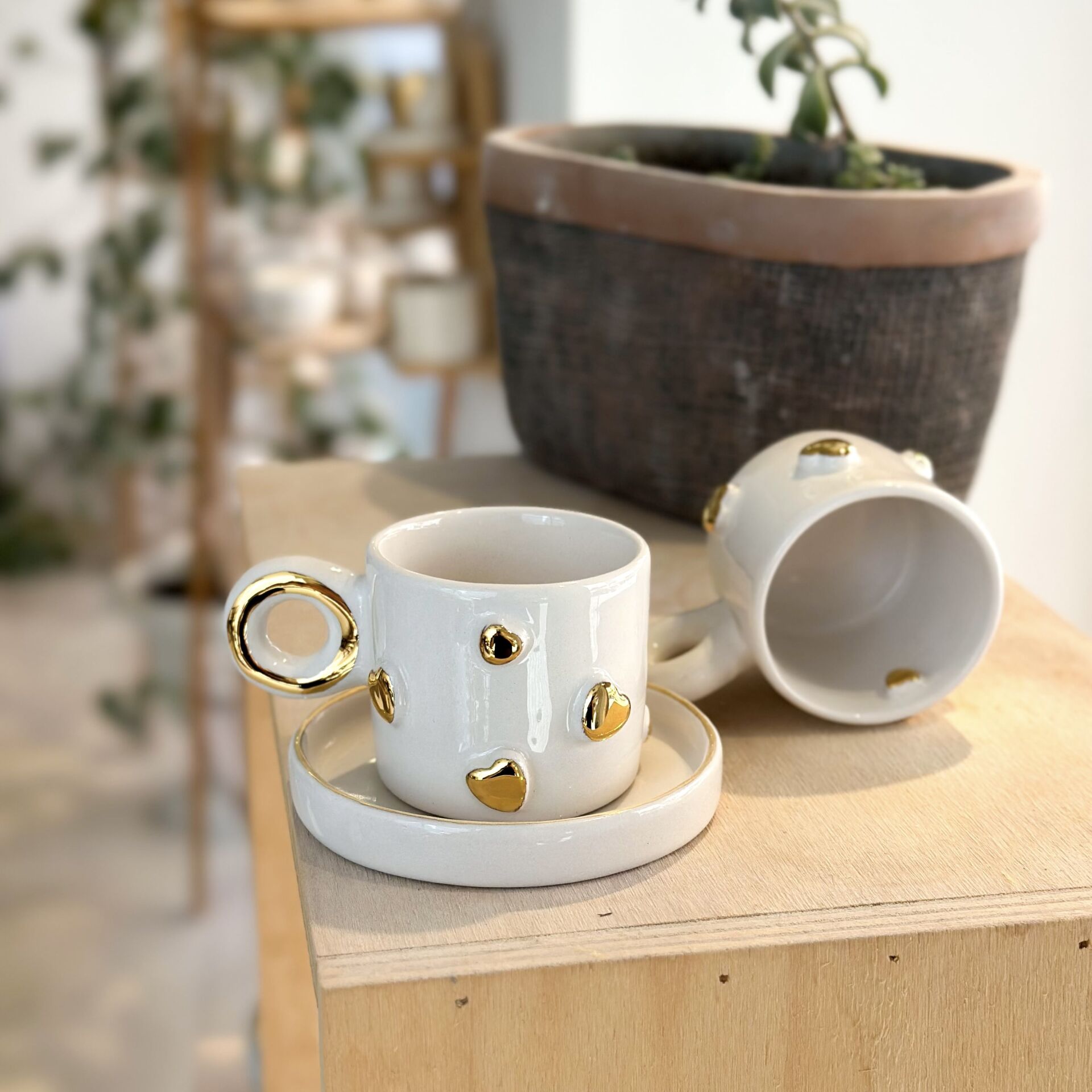 Kalpler, El Yapımı Kalpli Türk Kahvesi Fincanı