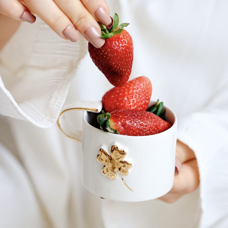 Yonca Mug, El Yapımı Yonca Desenli Kupa