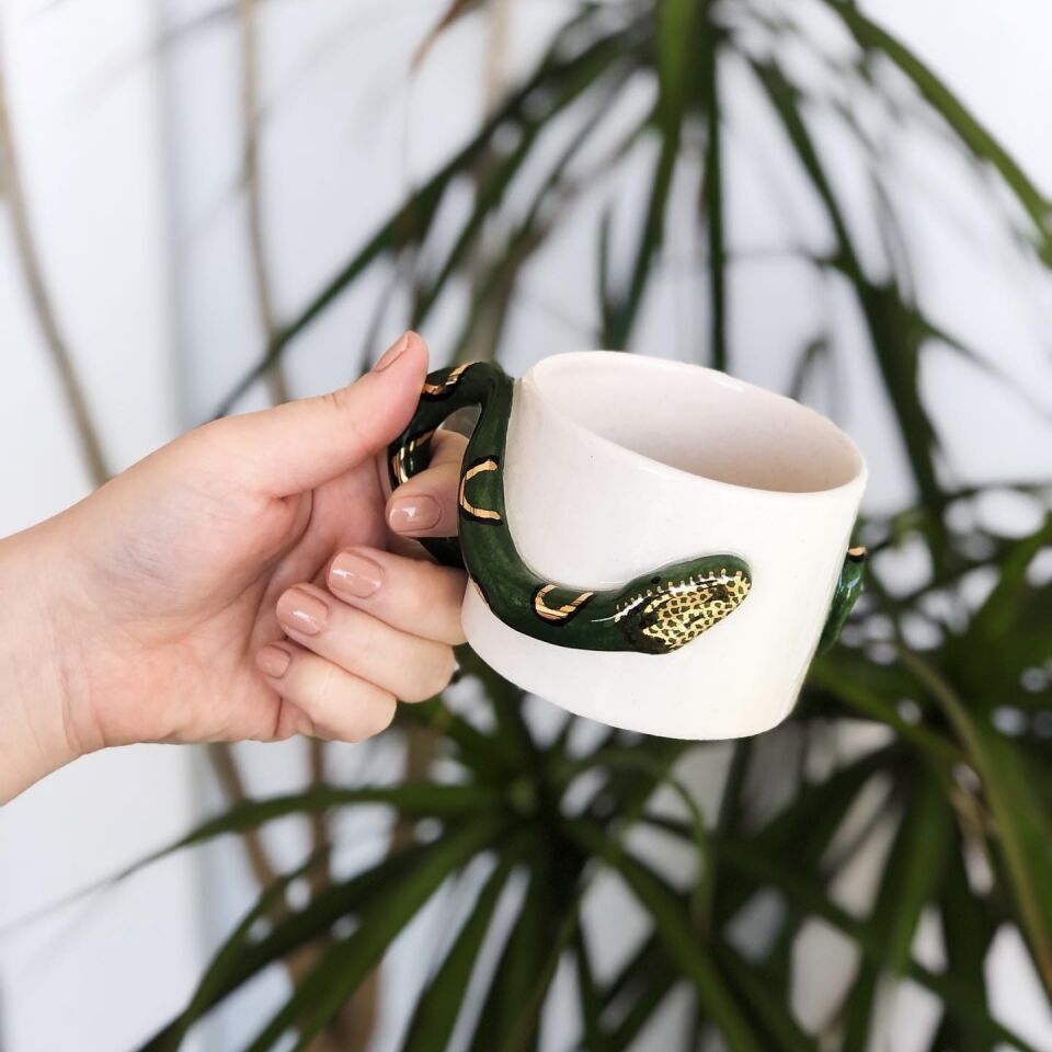 Snake Mug, El Yapımı Yılanlı Kupa