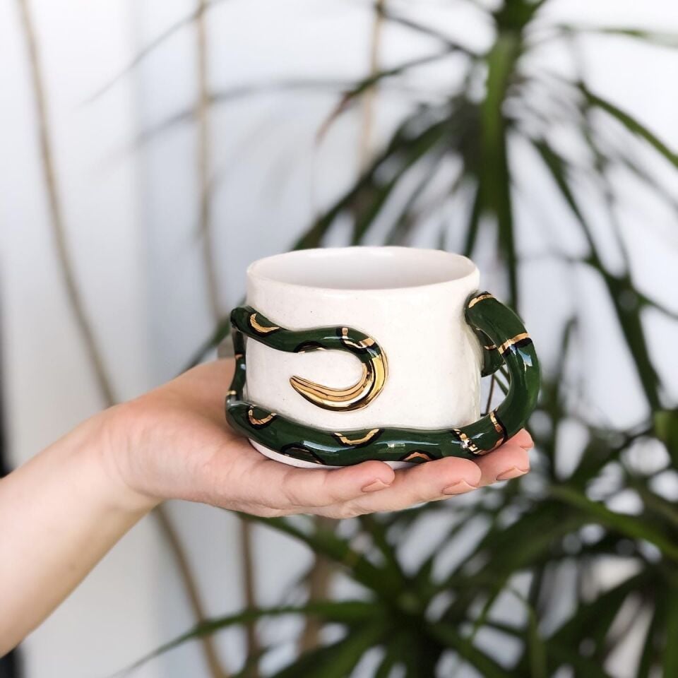 Snake Mug, El Yapımı Yılanlı Kupa
