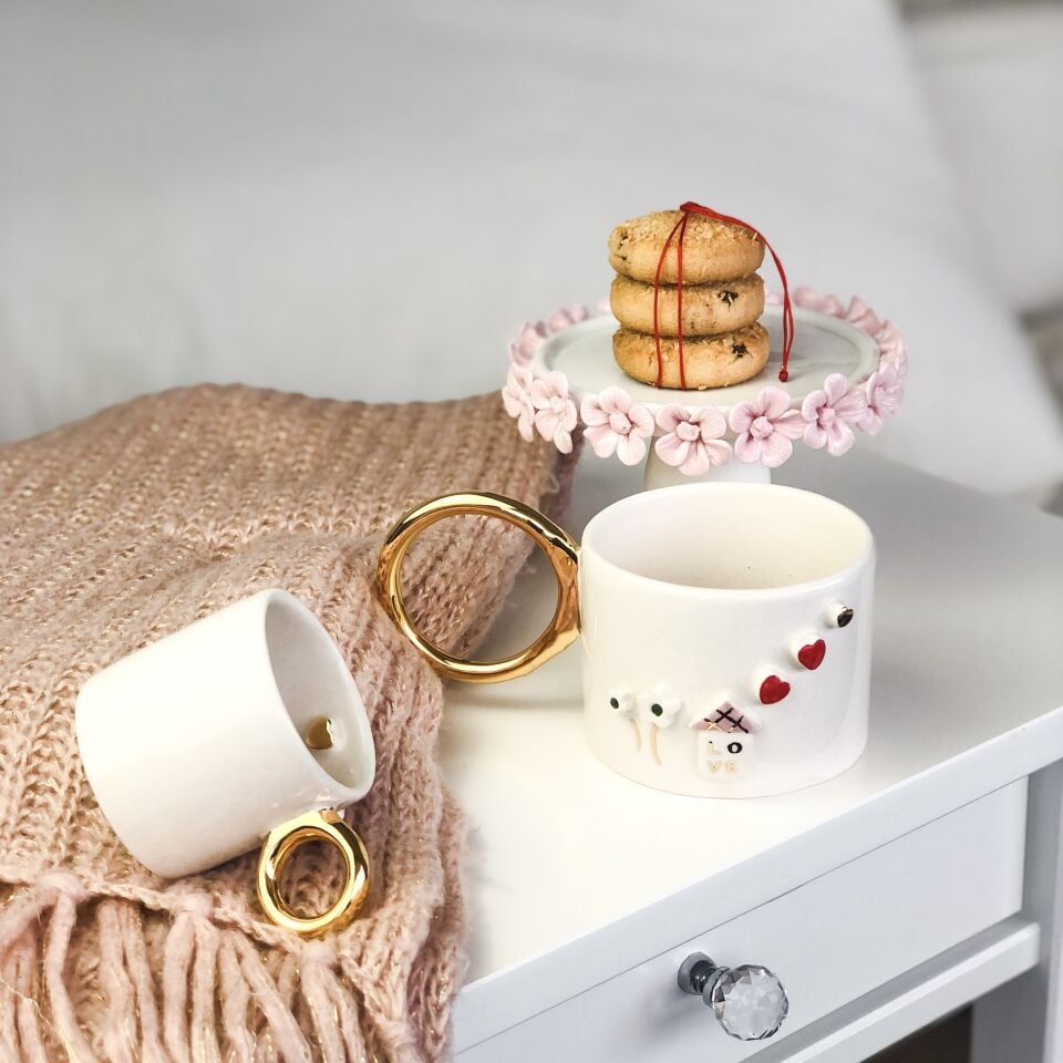 Love Home Mug, El Yapımı Sevgililer Günü Kupası
