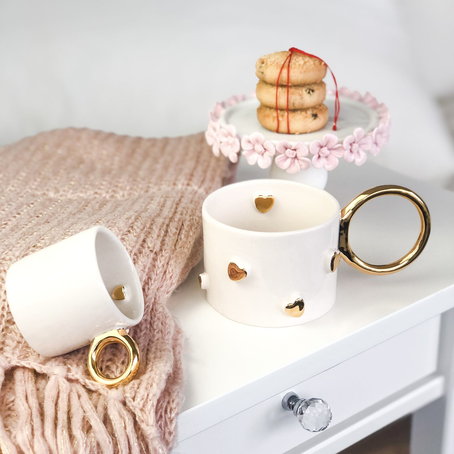 Love Kalpler Mug, El Yapımı Kalpli Sevgililer Günü Kupası