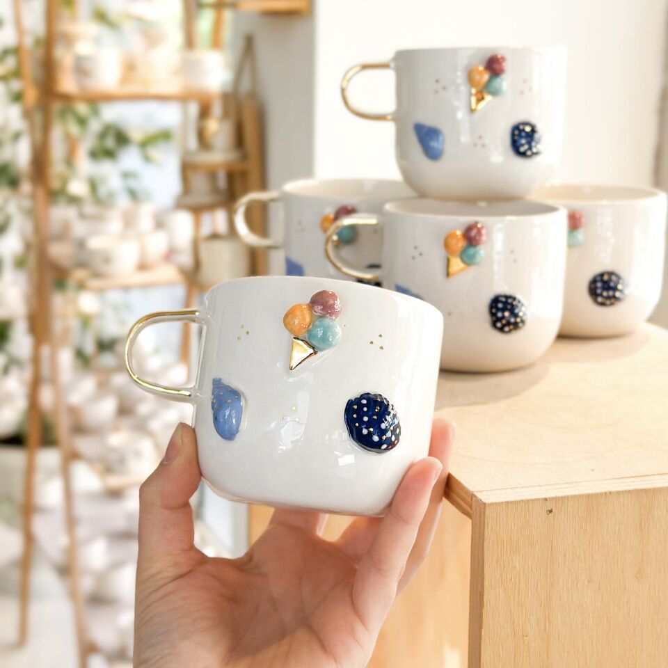 Summer Sea Mug, El Yapımı Yaz Temalı Kupa
