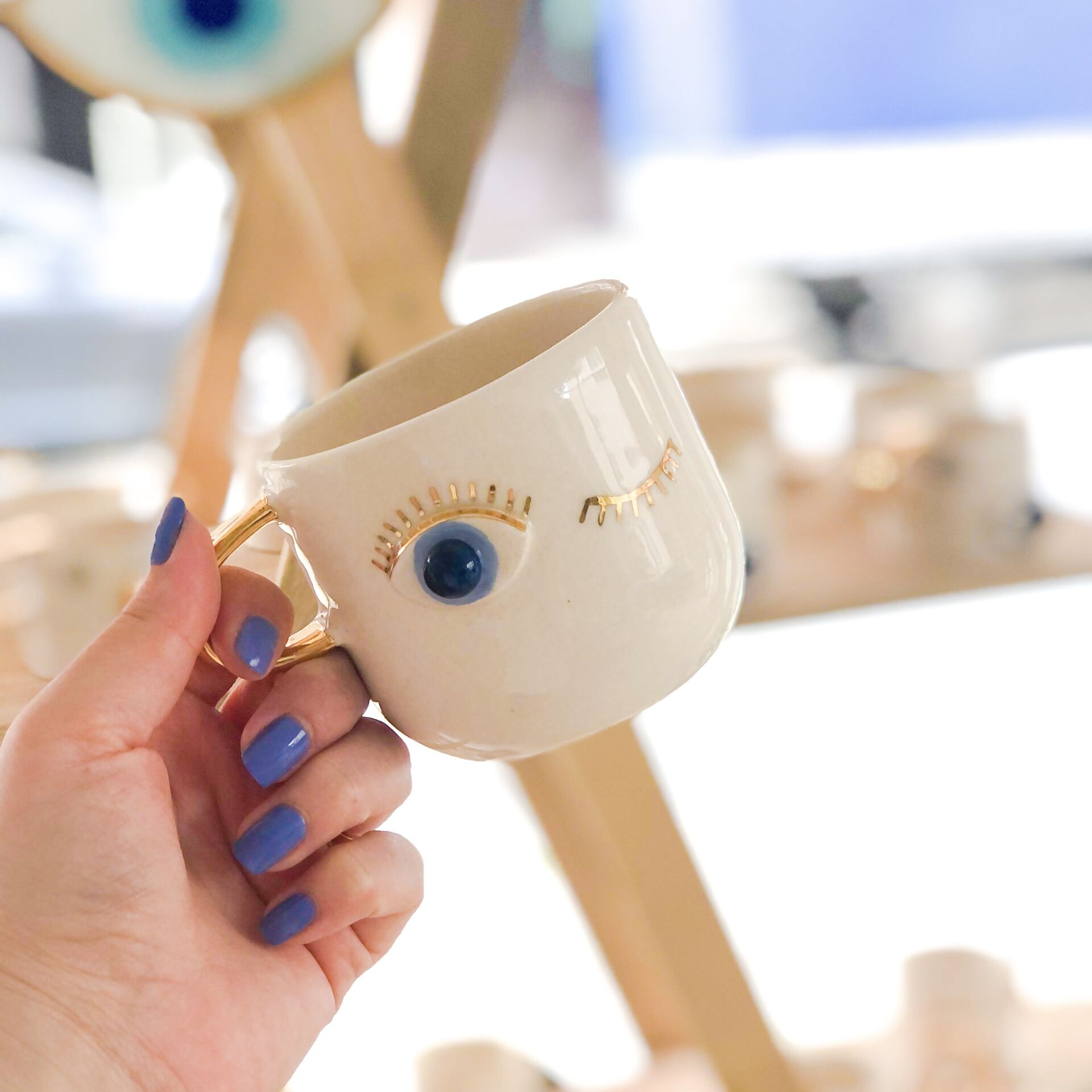Blue Eye Mug, El Yapımı Nazar Göz Kupası