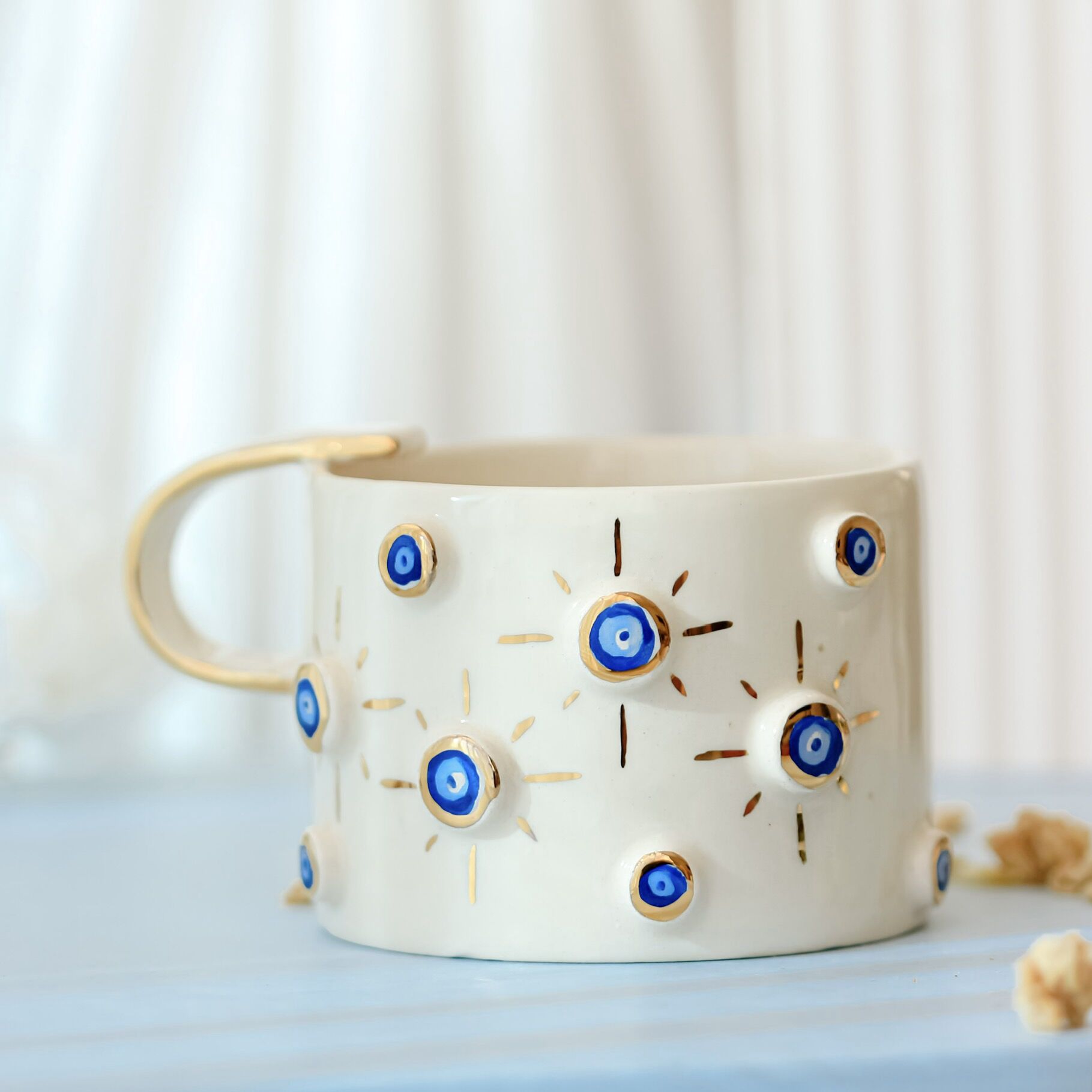 Nazar Taneleri Mug, El Yapımı Nazarlı Kupa