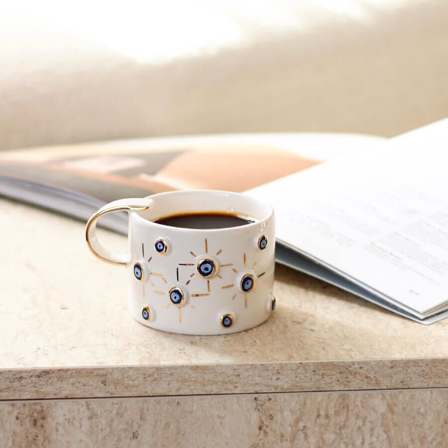 Nazar Taneleri Mug, El Yapımı Nazarlı Kupa
