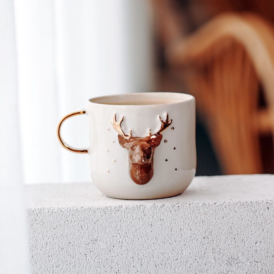 Deer Mug, Geyikli El Yapımı Yılbaşı Kupası
