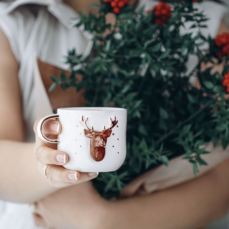 Deer Mug, Geyikli El Yapımı Yılbaşı Kupası