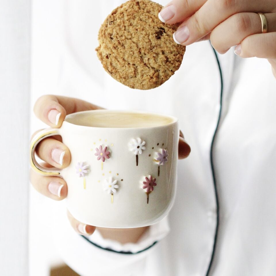 Lilac Mug, El Yapımı Çiçekli Kupa