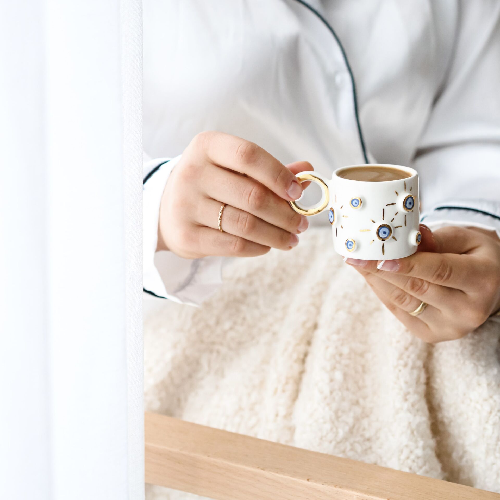 Nazar Taneleri Türk Kahvesi Fincanı, El Yapımı Nazar fincan