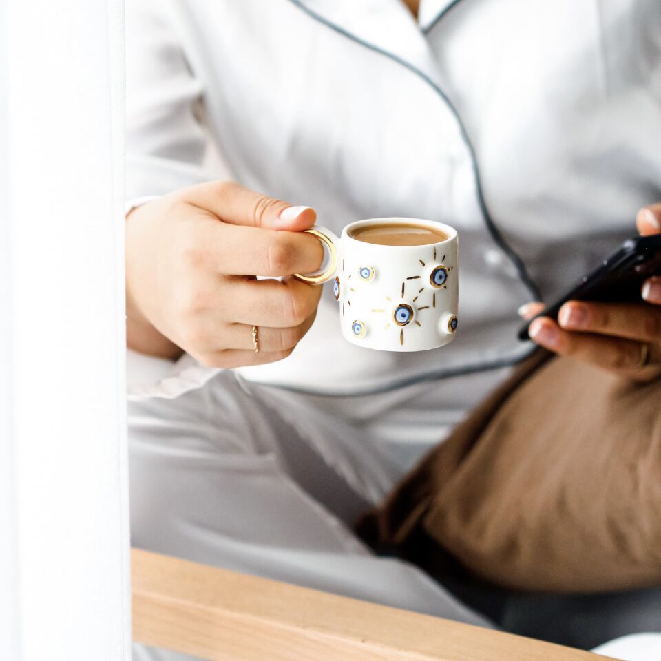 Nazar Taneleri Türk Kahvesi Fincanı, El Yapımı Nazar fincan