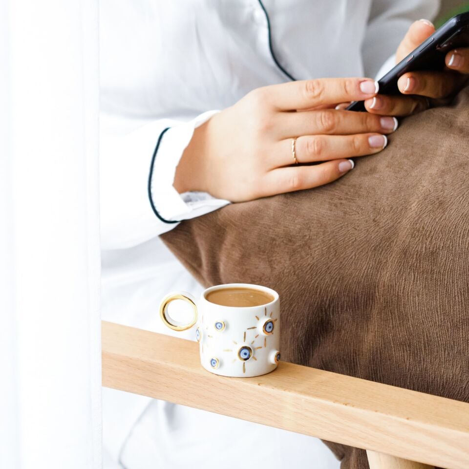 Nazar Taneleri Türk Kahvesi Fincanı, El Yapımı Nazar fincan