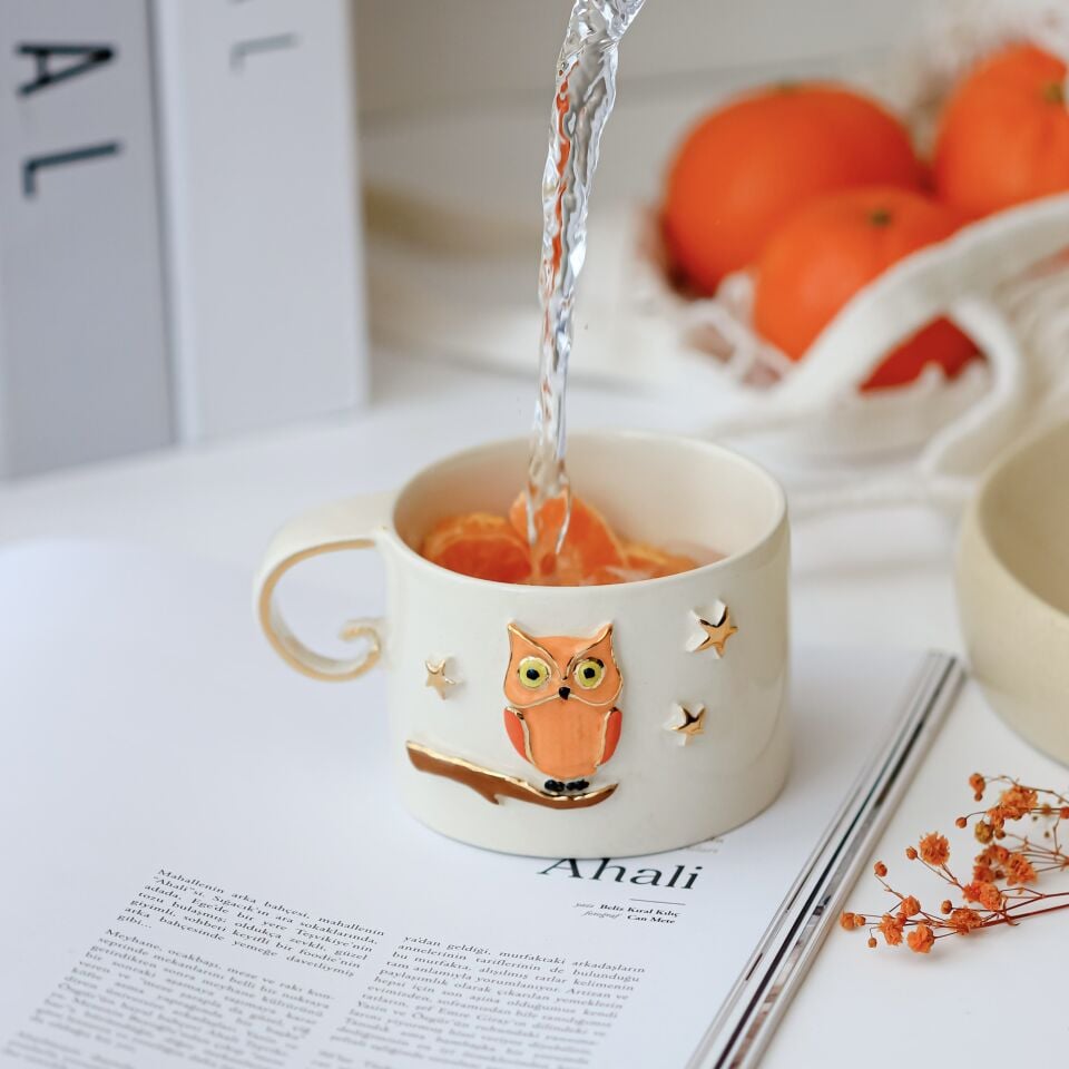 Owl Mug, El Yapımı Baykuşlu Kupa