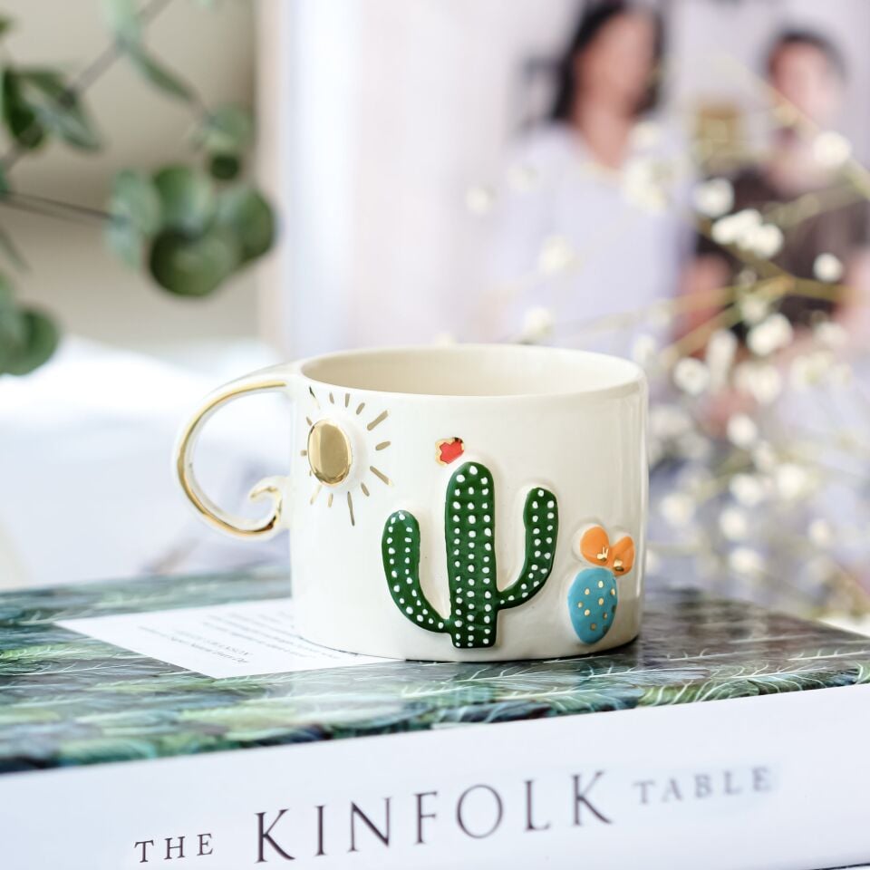 Cactus Mug, El Yapımı Kaktüslü Kupa