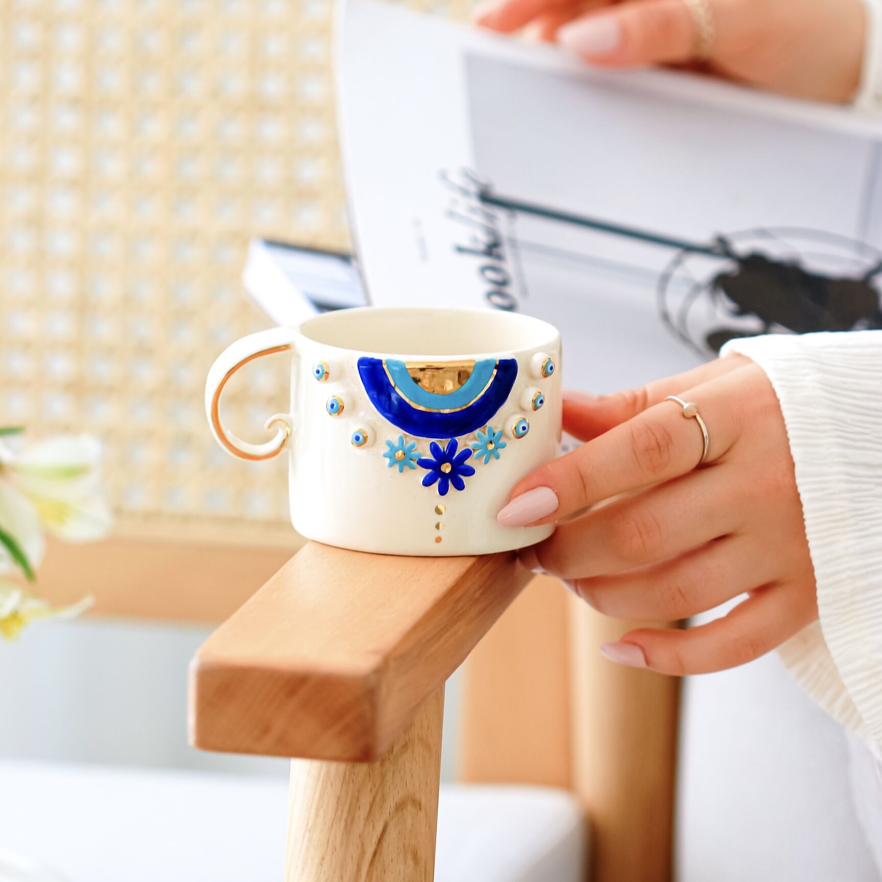 Dönence Nazar Mug, El Yapımı Nazarlı Kupa