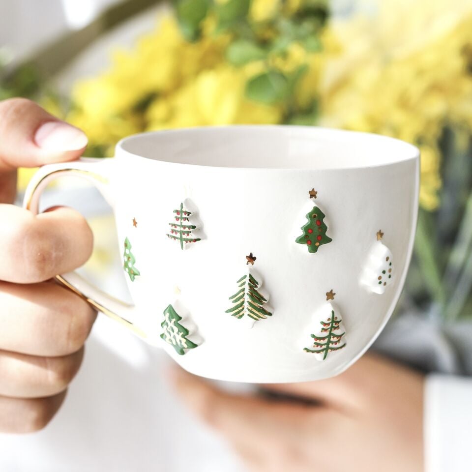 Çam Küre Mug, El Yapımı Yılbaşı Kupası
