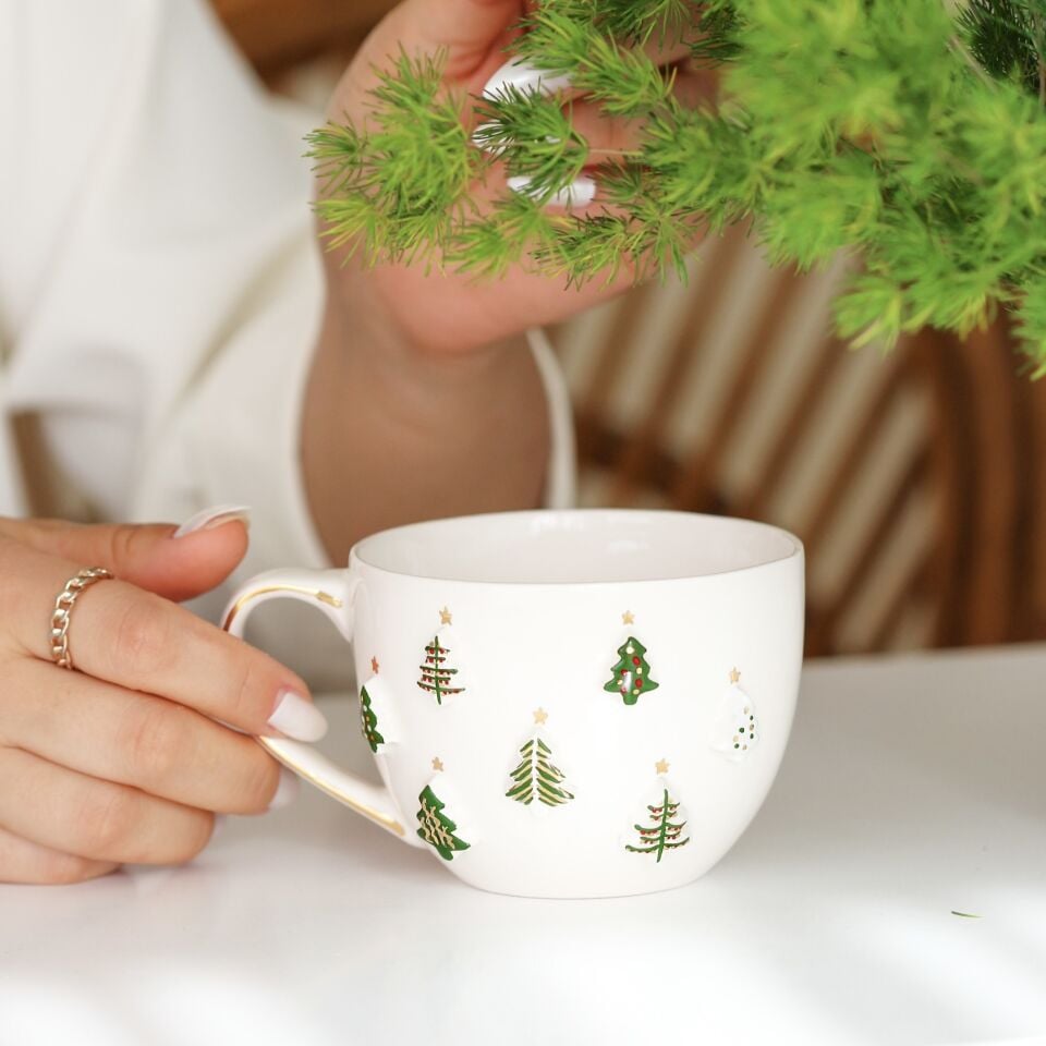 Çam Küre Mug, El Yapımı Yılbaşı Kupası