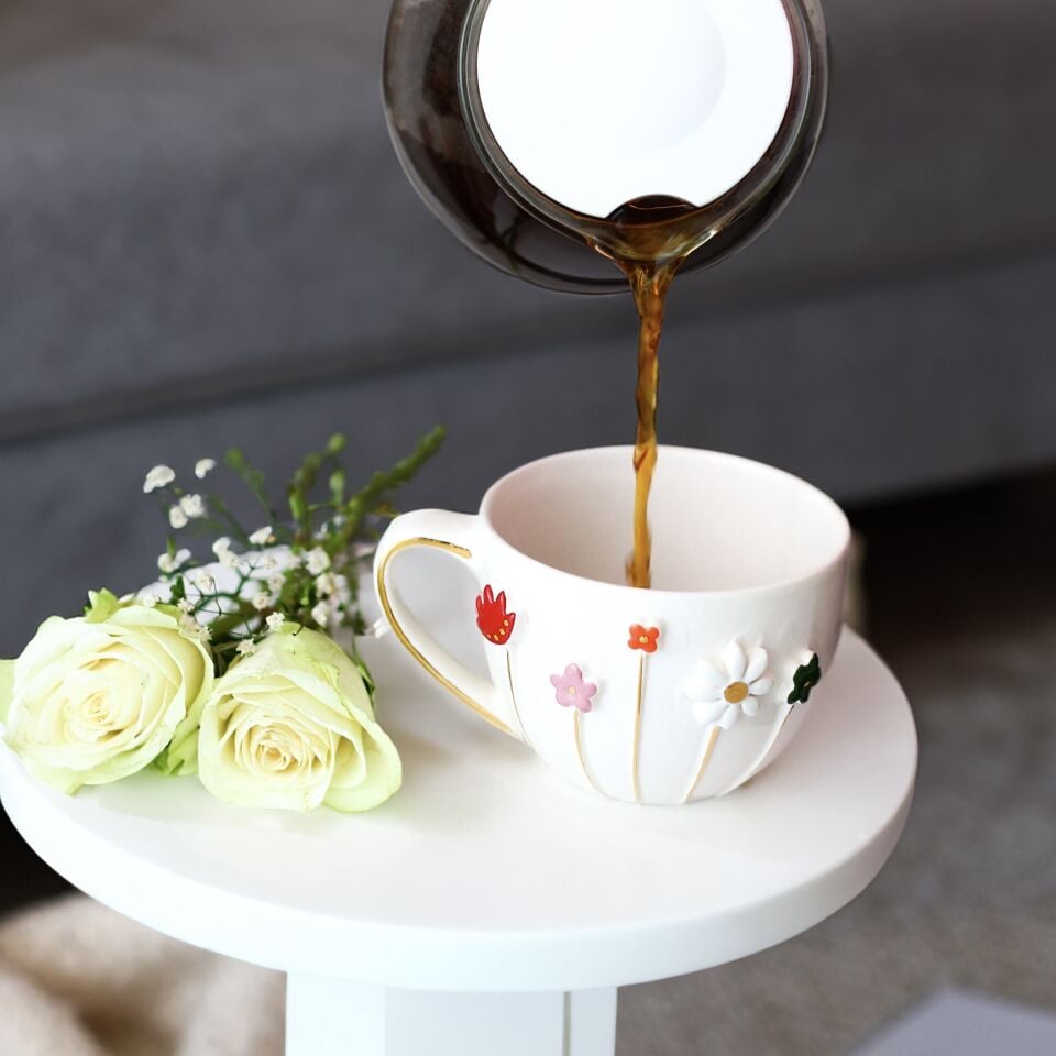 Bahar Bahçe Mug, El Yapımı Latteart Fincanı