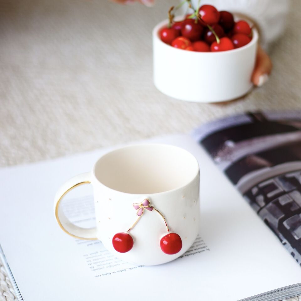 Cherry Baby Mug, El Yapımı Kirazlı Kupa