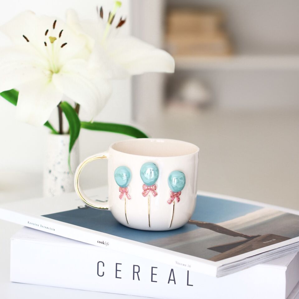 Şeker Balonlar Mug, El Yapımı Balonlu Kupa