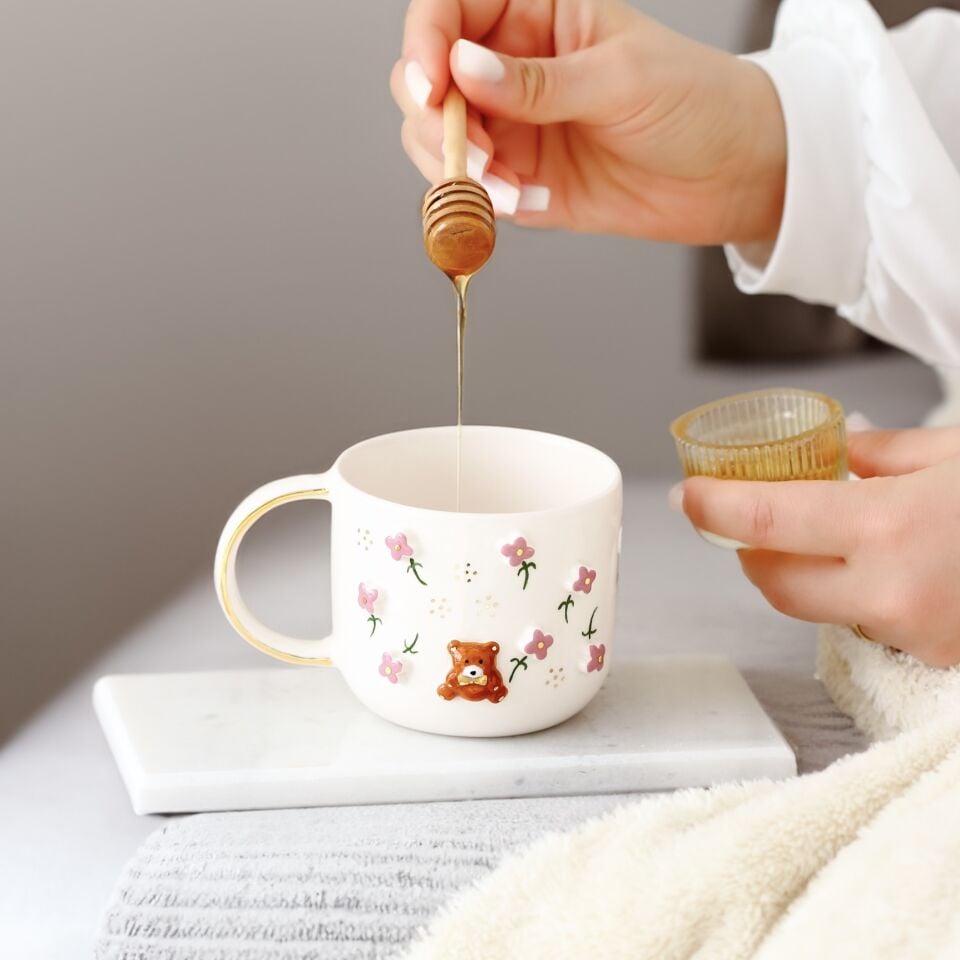 Romantic Bear Mug, El Yapımı Ayıcıklı Kupa