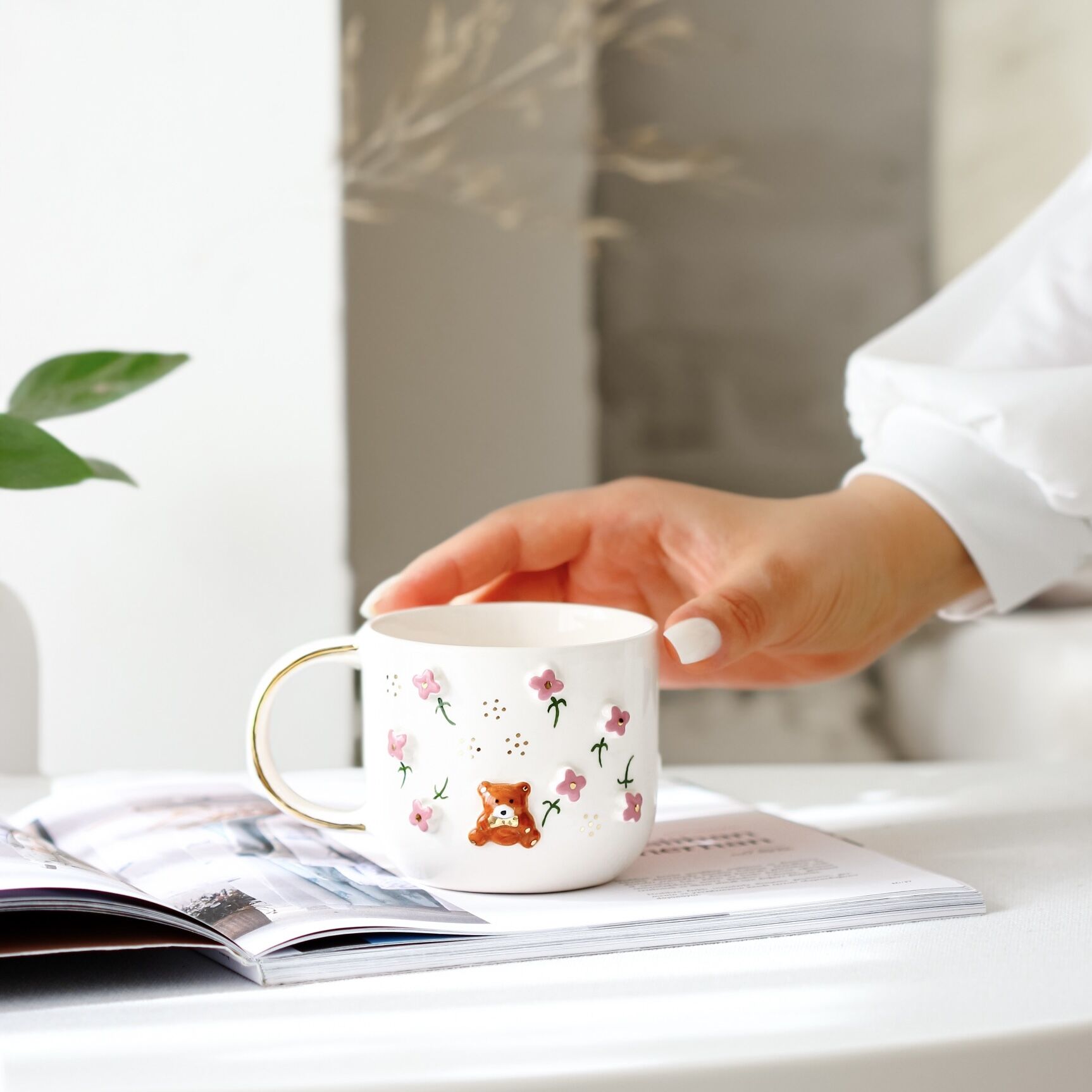 Romantic Bear Mug, El Yapımı Ayıcıklı Kupa