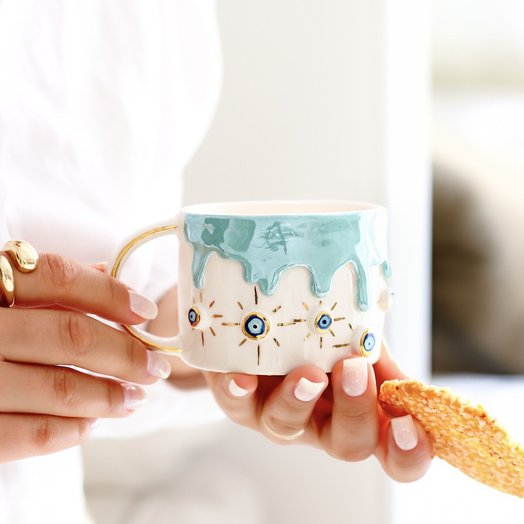 Nazar Yağmuru Mug, El Yapımı Nazarlı Kupa