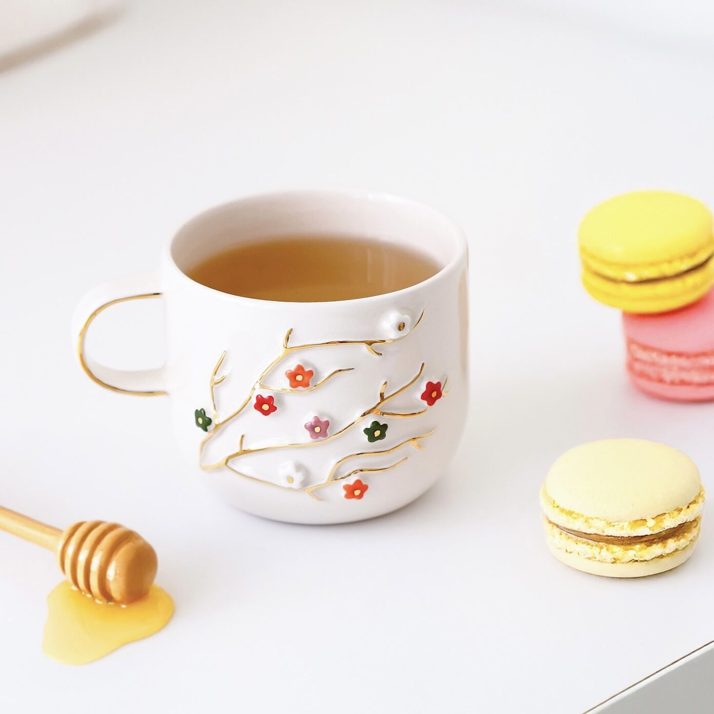 Bahar Dalı Mug, El Yapımı Çiçekli Kupa