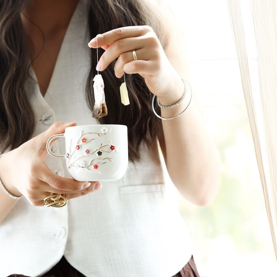 Bahar Dalı Mug, El Yapımı Çiçekli Kupa