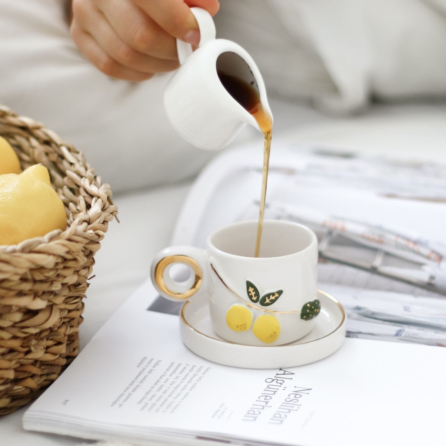 Lime Türk Kahvesi Fincanı, El Yapımı Limonlu Fincan