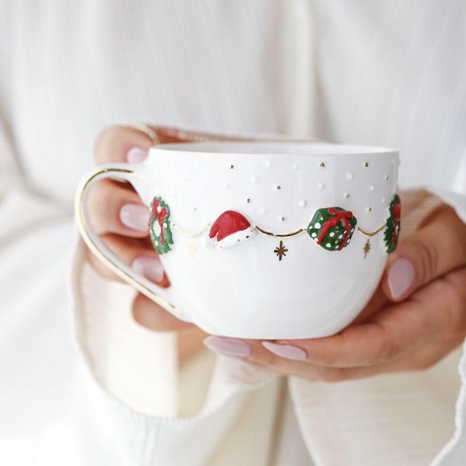 Yeni Yıl Işıltısı Mug, El Yapımı Yılbaşı Kupası