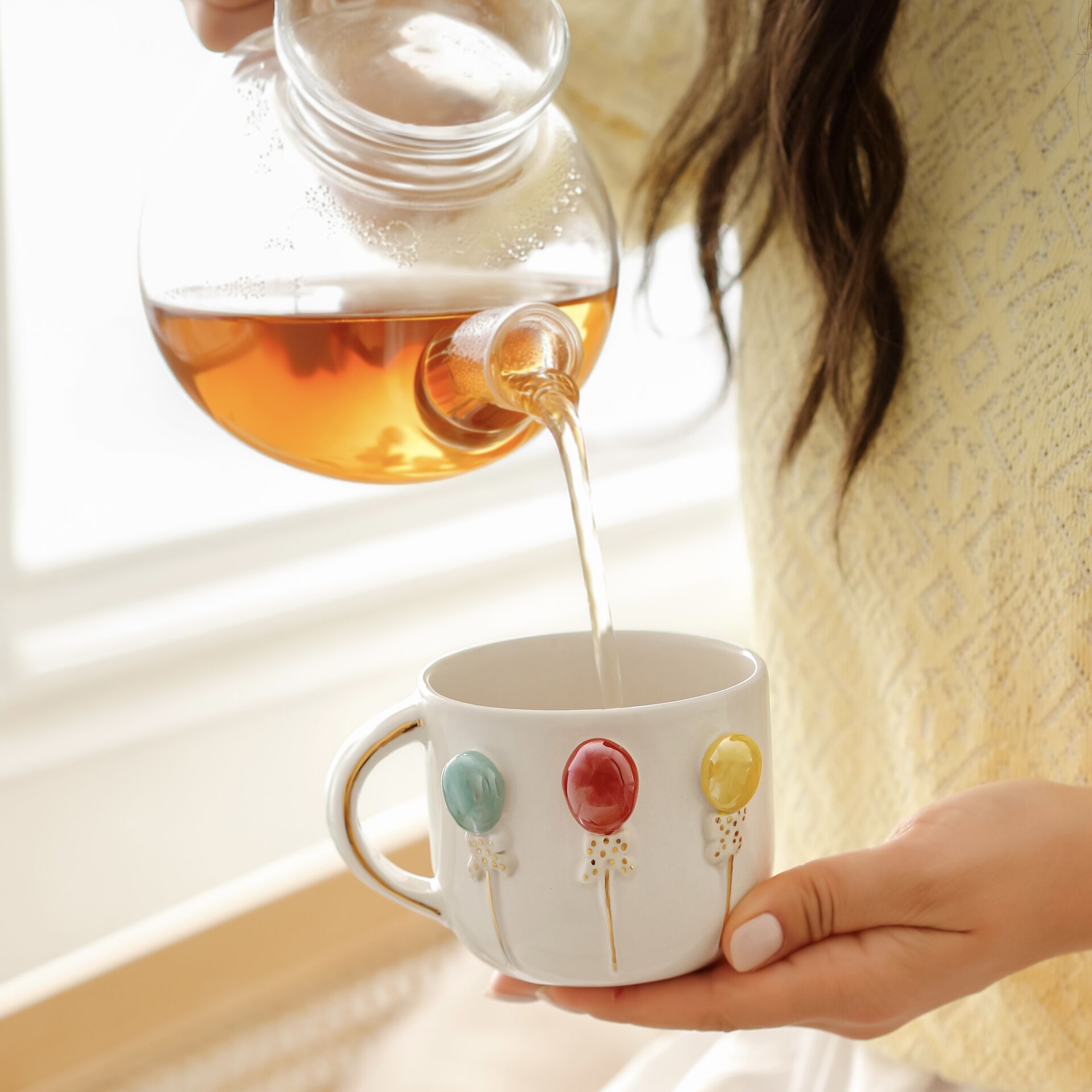Neşeli Balonlar Mug, El Yapımı Kupa, Balonlu Kupa
