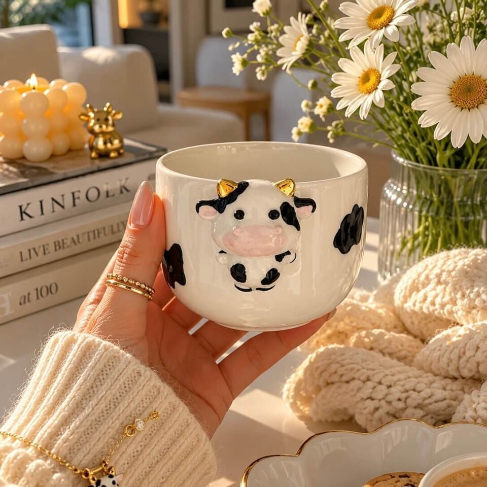 Cow Mug, El Yapımı İnekli Kupa