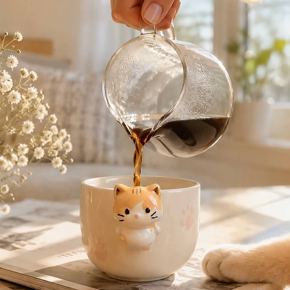 Cat Mug, El Yapımı Kedili Kupa
